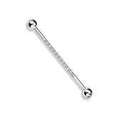 Single Line of Gems Titanium Internally Threaded Industrial Barbell