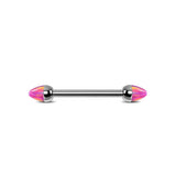 PAIR Dainty Opal Spike Ends Internally Threaded Titanium Nipple Rings