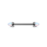 PAIR Dainty Opal Spike Ends Internally Threaded Titanium Nipple Rings