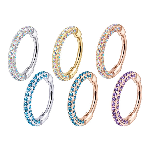 Mini Gem Triple Sided Titanium Nose Hoop 20g & 18g