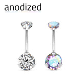 Anodized Titanium Double Gem Belly Ring