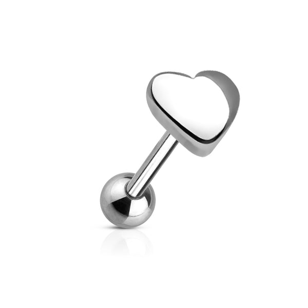 heart top surgical steel tongue ring