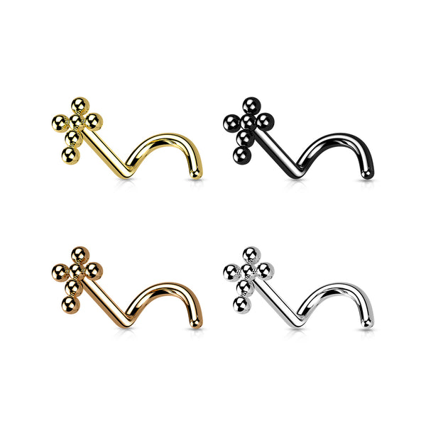 Beaded Cross Titanium Nose Screw