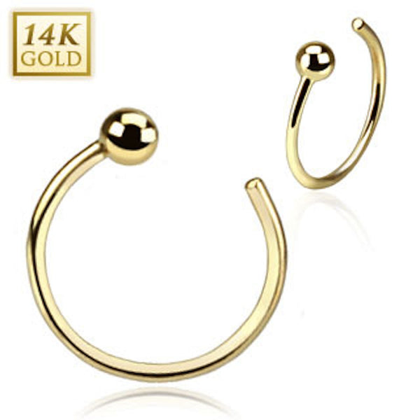 14k Solid Yellow Gold Nose Hoop Ring 20g