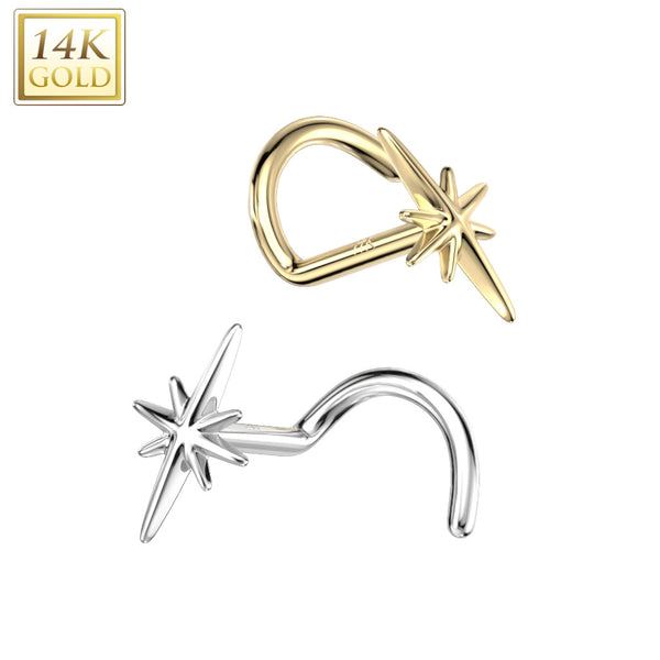 14k Gold Northern Star Nose Ring