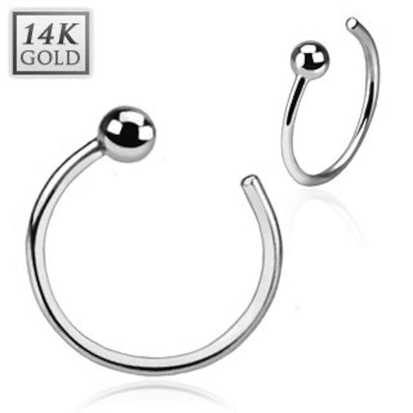 14k Solid White Gold Nose Hoop Ring 20g