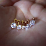 prong round gem cartilage rings