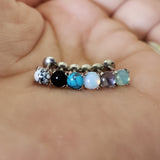 round semi precious stone top lip rings