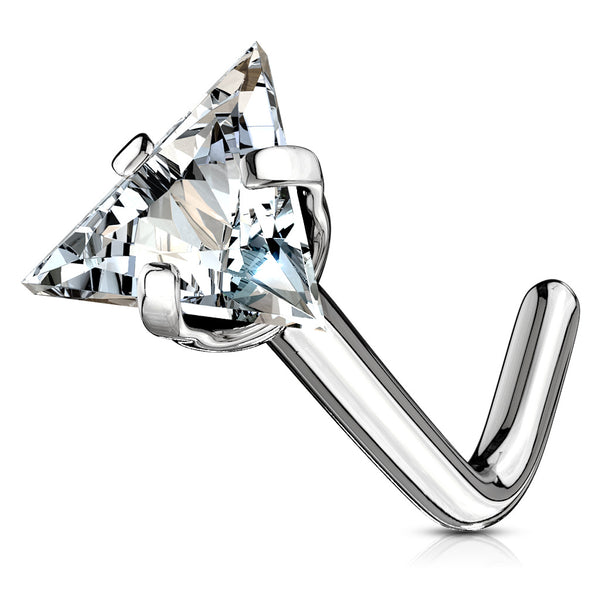 triangle gem surgical steel l-bend nose ring
