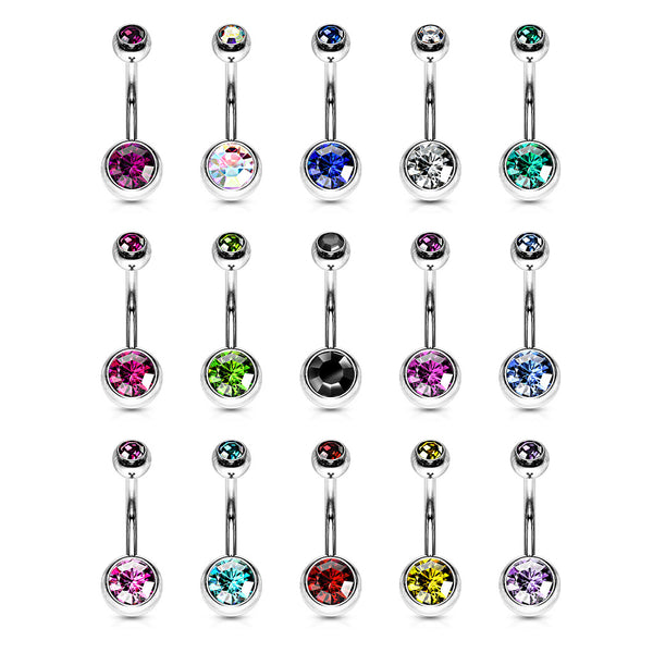 Double Jeweled Steel Belly Ring