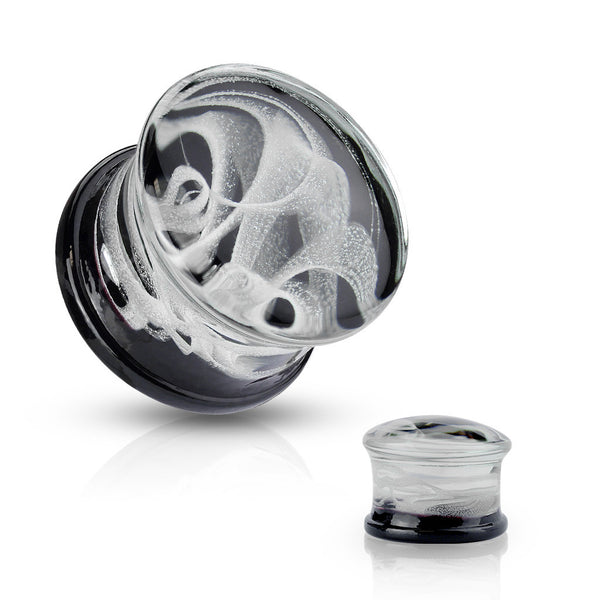 white swirling smoke glass double flared plugs