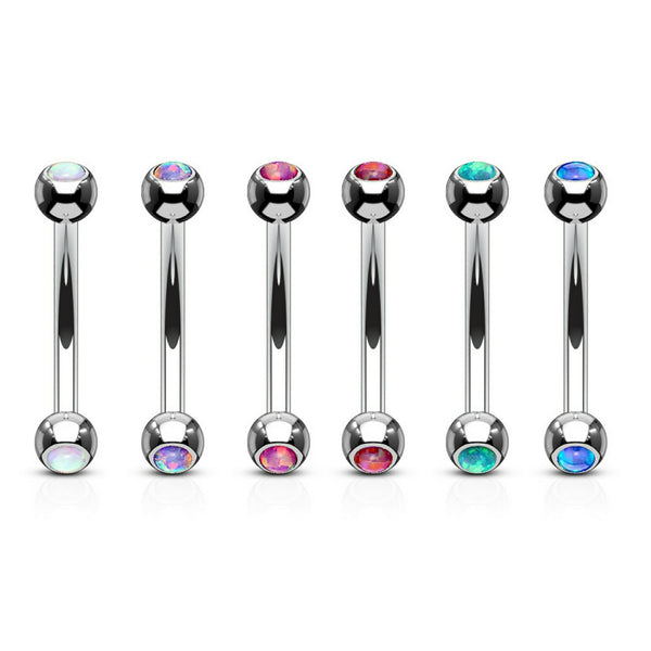 opal set ends surgical steel curved barbell