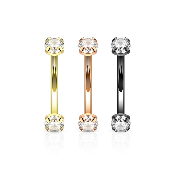 clear gem plated internally threaded eyebrow ring