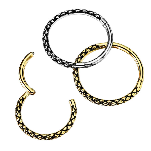 Snake Skin Design Hinged Segment Ring