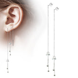 PAIR Double Gem Threader Chain Earrings