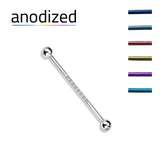 Anodized Single Line Gem Titanium Industrial Barbell