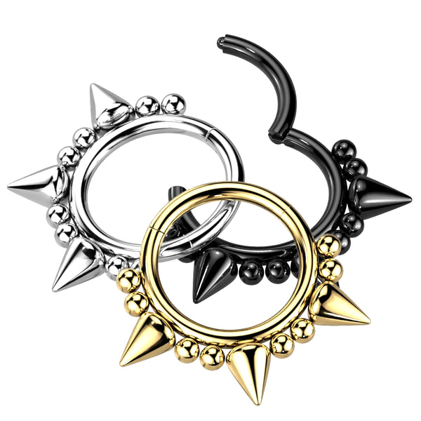 Beaded Spike Hinged Ring