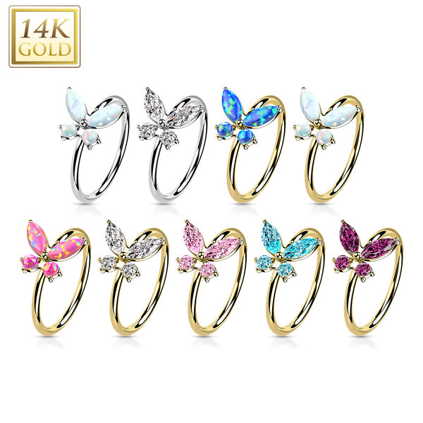 14k Butterfly Bendable Nose Hoop