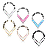 Opal Glitter Chevron Design Bendable Septum Ring