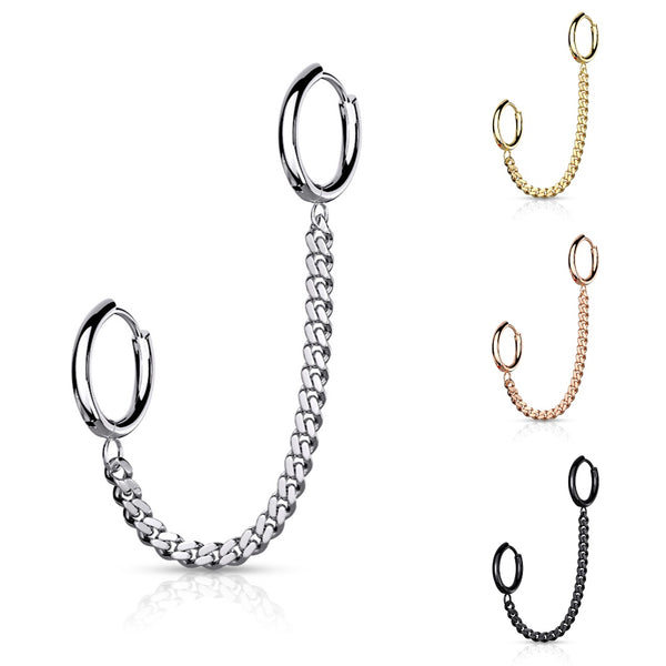 Single Chain Linked Earring Hoops