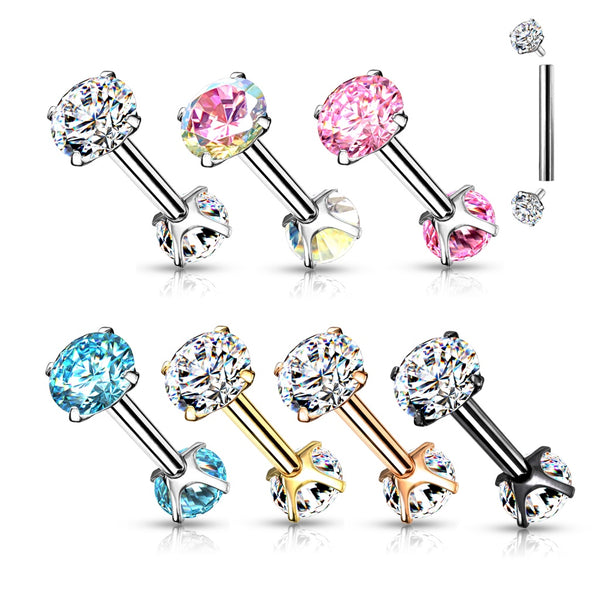 Double Sided Gem Internally Threaded Barbell