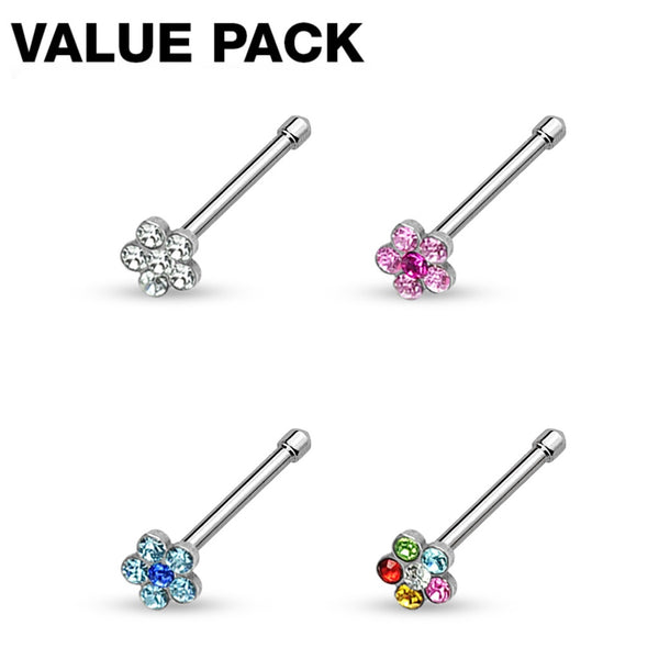4-Piece Flower Nose Ring Value Pack