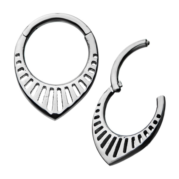 Line Design Teardrop Hinged Segment Ring