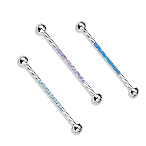 Single Line Opal Industrial Barbell