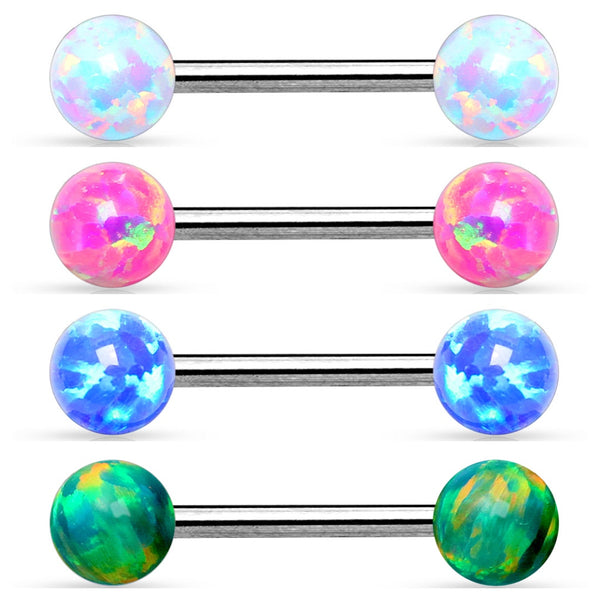 PAIR Opal Ball Internally Threaded Nipple Rings