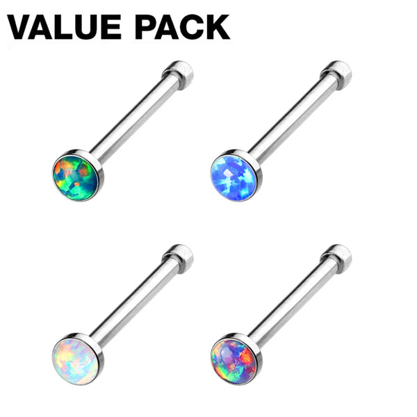 4-Piece Opal Nose Ring Value Pack