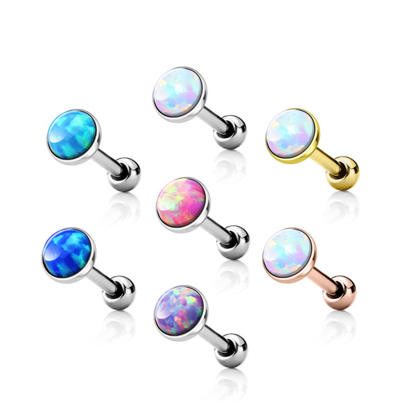 Opal Flat Top Steel Cartilage/Tragus Ring