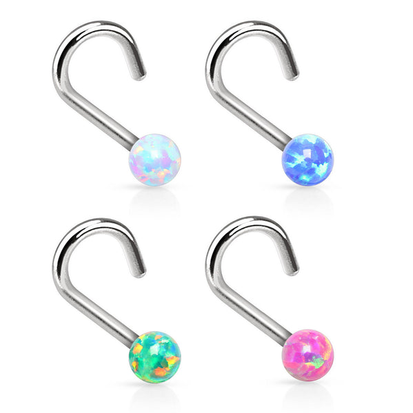 Opal Ball Steel Nose Screw Ring