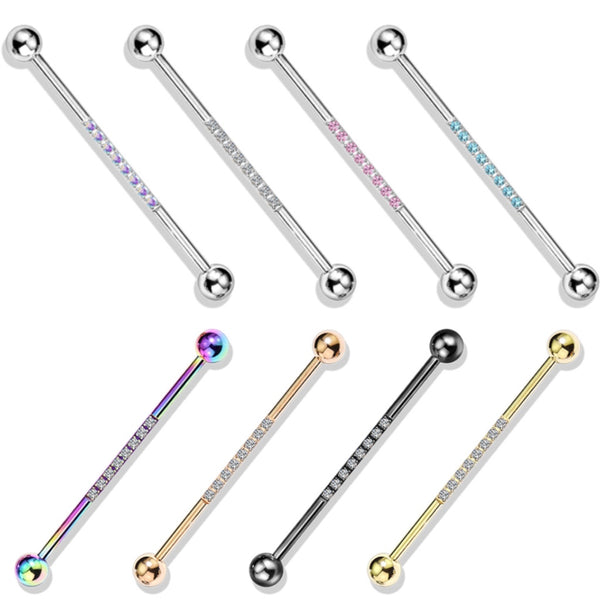 Single Line Cz Industrial Barbell