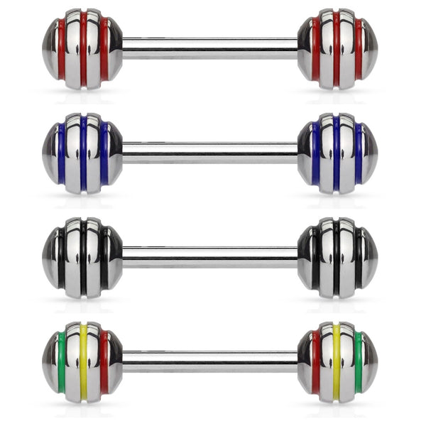 Stripe Ball Steel Tongue Ring