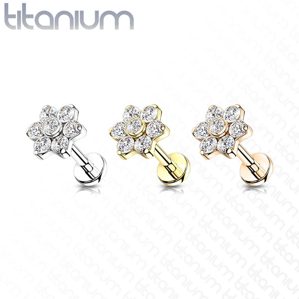 Flower Top Titanium Flatback Ring