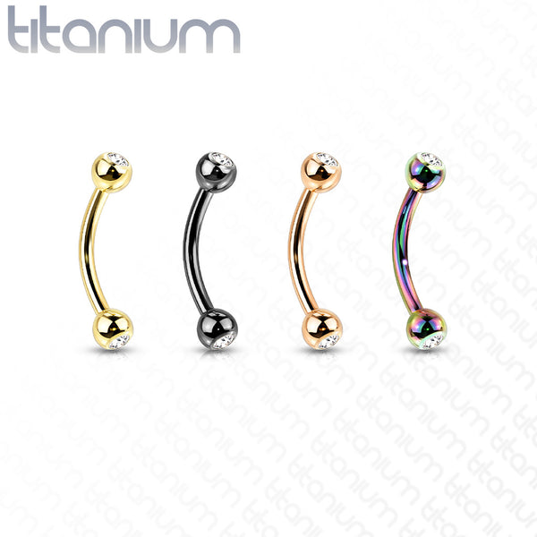 Double Gem Plated Titanium Curved Barbell